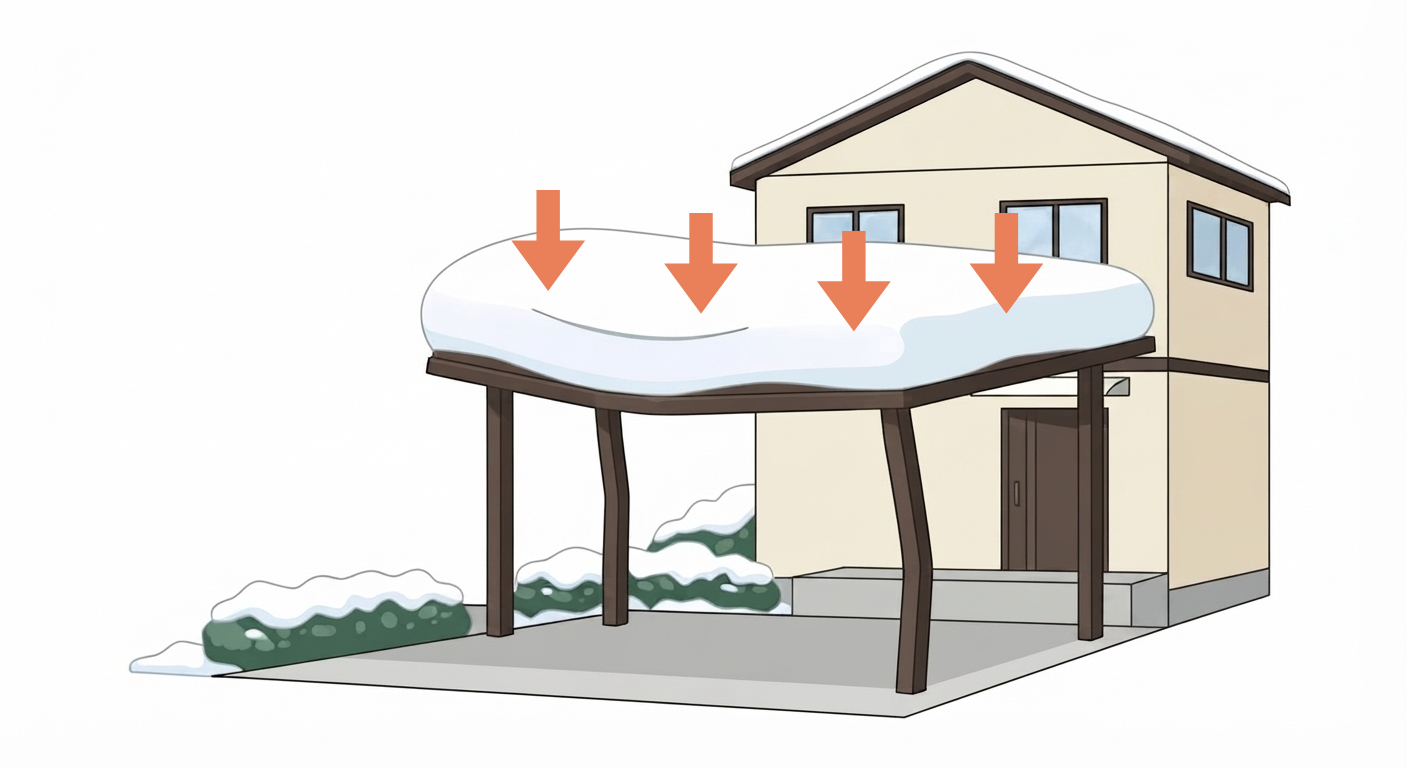 雪の重みでカーポート破損